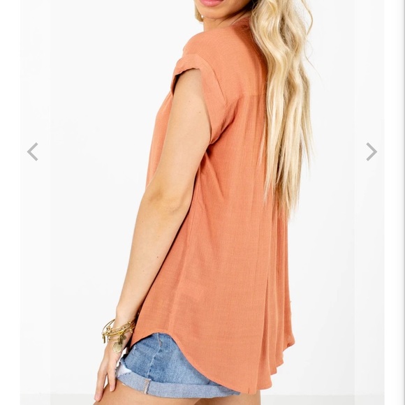 Short Sleeve Button Up in Rust - Picture 2 of 4